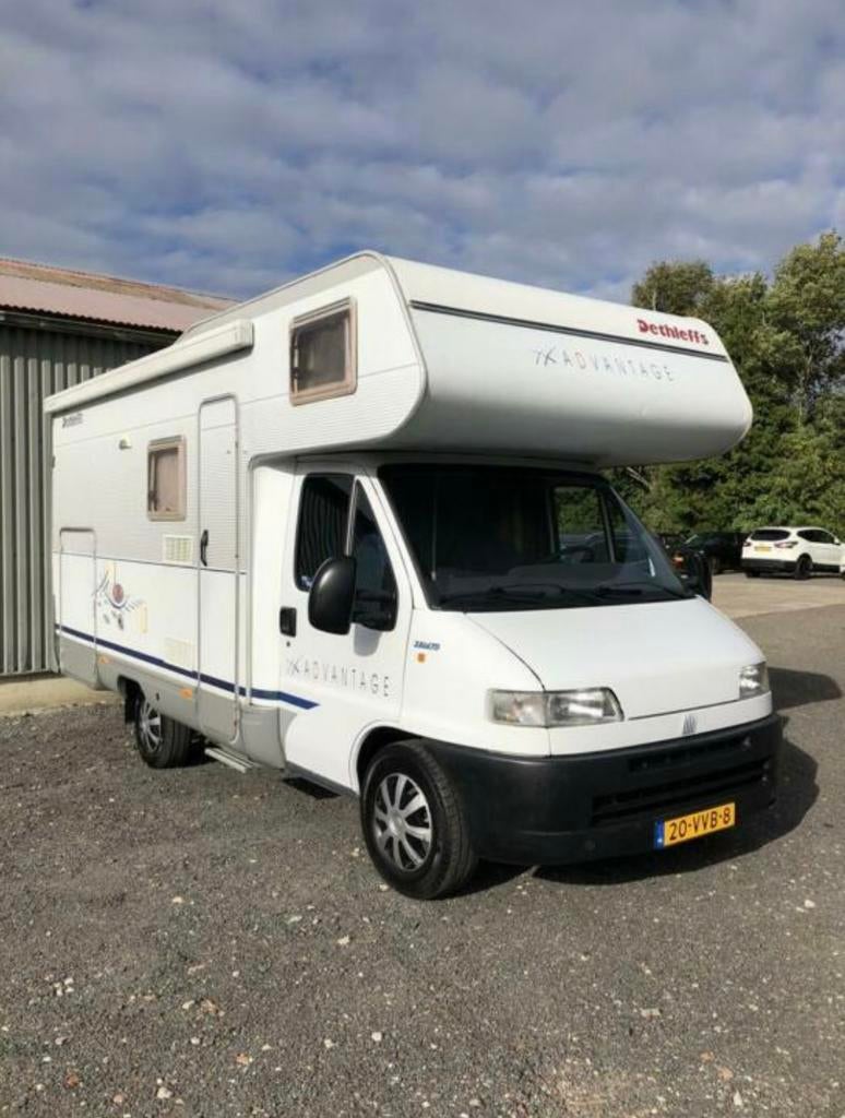 Nette Fiat Dethleffs alkoof camper 4 pers, Alkoof, Fiat, Luifel, Particulier