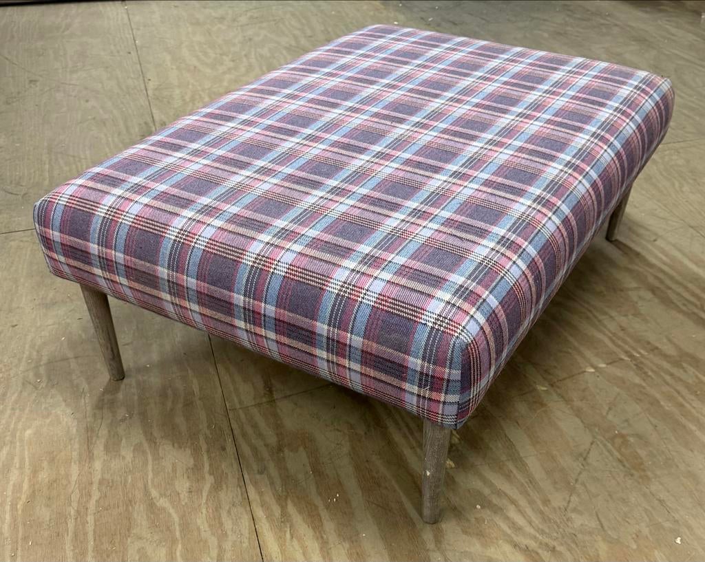 Hocker showmodel, wollen stof met ruitmotief, Ophalen, 75 tot 100 cm, Rechthoekig, Hout