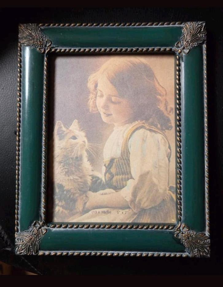 Brocante fotolijst groen (2117 cm), Audio, Tv en Foto, Fotografie | Fotolijsten, Zo goed als nieuw, Ophalen of Verzenden