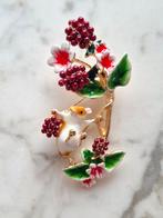 Muis in braamtak vintage stijl emaille broche, Verzenden, Nieuw, Overige materialen