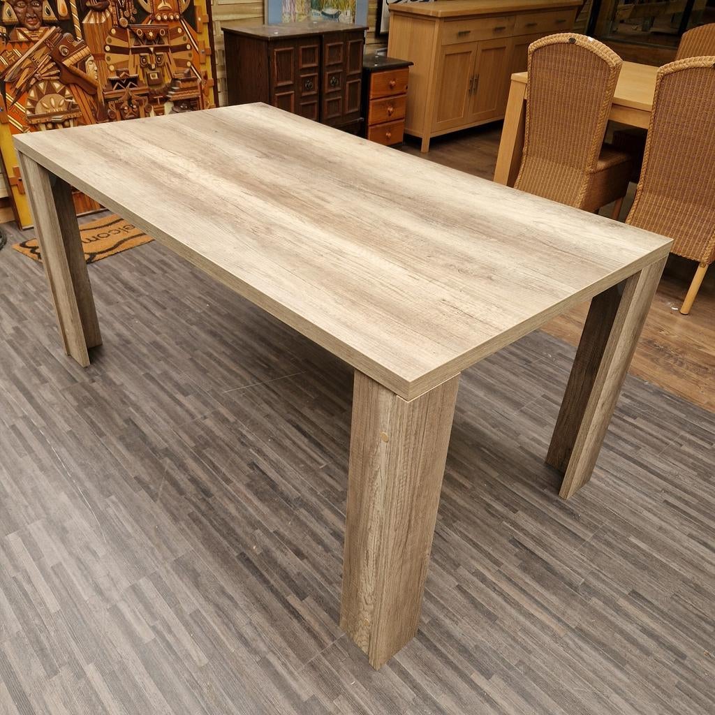 Moderne Grey Wash Houten Eettafel - 160x90 cm, Ophalen, Onbekend@voorbeeld.com, Onbekend, Zo goed als nieuw