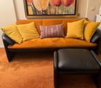 Leolux bank met leren accenten, Ophalen, Driepersoons, 75 tot 100 cm, Zo goed als nieuw