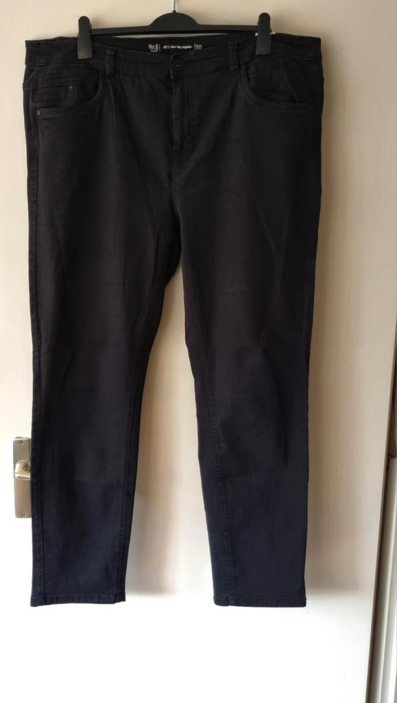Spijkerbroek zwart M&S mode IRIS slim leg regular maat 50, Kleding | Dames, Grote Maten, Zo goed als nieuw, Broek of Spijkerbroek