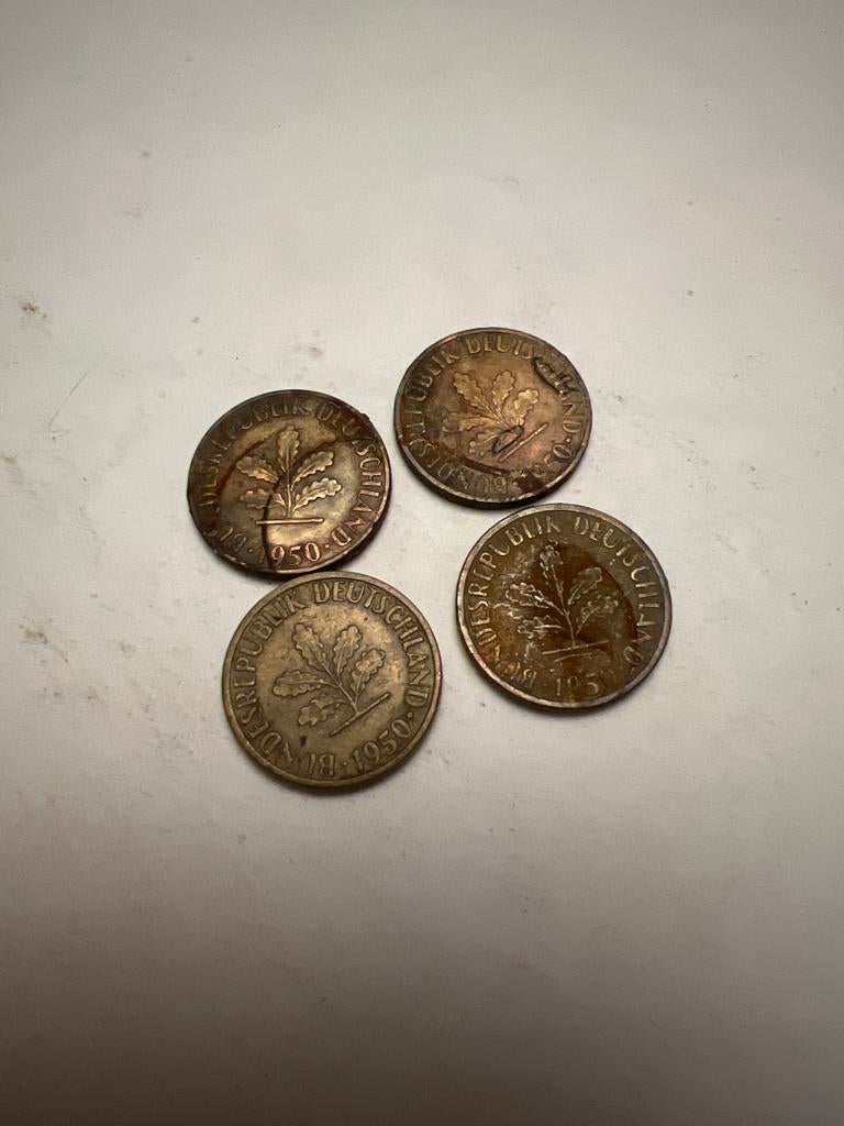 4x 5 Pfennig 1950 Duitse munten, Postzegels en Munten, Munten | Europa | Niet-Euromunten, Ophalen, Duitsland, Setje