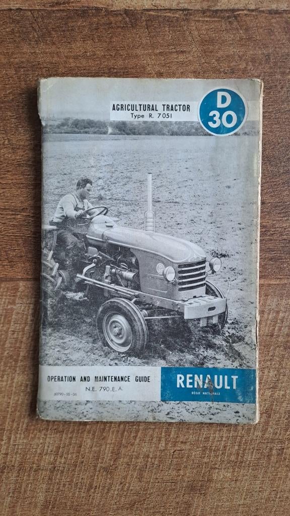 RENAULT D30 type R 7051 Gebruikershandleiding instructieboek, Ophalen of Verzenden, Gelezen