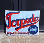 Emaille reclamebord van Torpedo Vrijwiel-Remnaaf., Reclamebord, Gebruikt, ., Ophalen of Verzenden