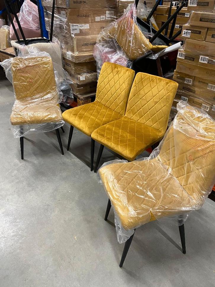 Eetkamerstoelen - Set van 9 Bastion-Geel, Huis en Inrichting, Stoelen, Nieuw, Vijf, Zes of meer stoelen, Metaal, Overige kleuren