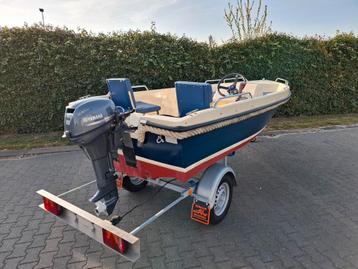 Oudhuijzer 420 Sloep 8pk Yamaha 4 takt dekzijl evt trailer beschikbaar voor biedingen