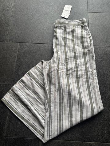 Zara linnen gestreepte pantalon broek beschikbaar voor biedingen