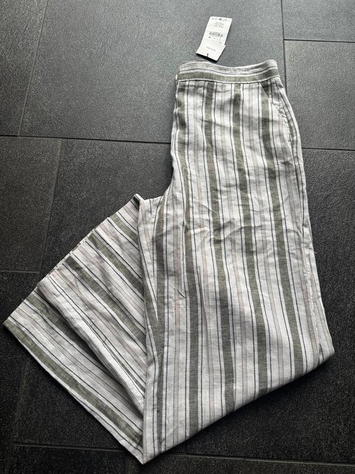 Zara linnen gestreepte pantalon broek, Kleding | Dames, Broeken en Pantalons, Nieuw, Maat 42/44 (L), Wit, Lang, Ophalen of Verzenden