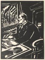 Frans Masereel (1889-1972) Houtsnede 'Fabrieks directeur' ~1, Antiek en Kunst, Kunst | Etsen en Gravures, Ophalen of Verzenden