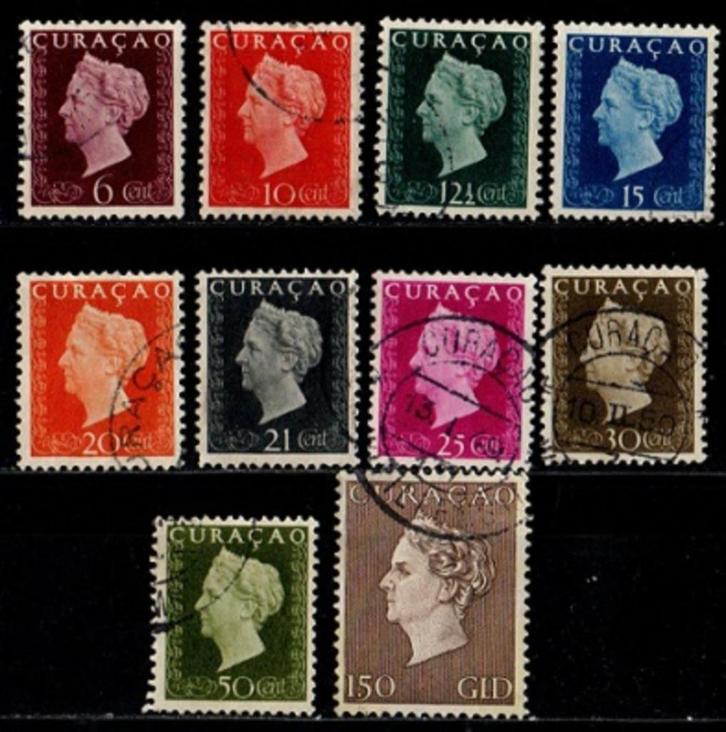 Curacao nr. 185-191 en 193-195 Kon. Wilhelmina gestempeld, Postzegels en Munten, Postzegels | Nederlandse Antillen en Aruba, Gestempeld
