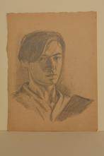 Theo l`Herminz Potlood Tekening Jongens portret 1942 K19, Antiek en Kunst, Kunst | Tekeningen en Foto's, Verzenden