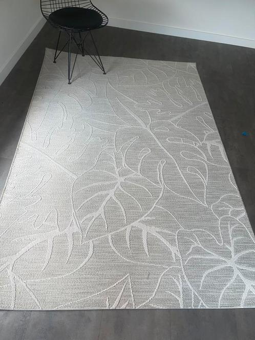 Lichtgrijze/beige vloerkleed met bladpatroon – 153x234 cm, Huis en Inrichting, Stoffering | Tapijten en Kleden, Zo goed als nieuw