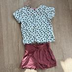 Zomers setje - korte broek met luipaard shirt - maat 80, Kinderen en Baby's, Babykleding | Maat 80, Meisje, Ophalen of Verzenden