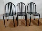 3 zwarte metalen stoelen voor binnen en buiten, Huis en Inrichting, Stoelen, Drie, Eenvoudig modern design -  tijdloos, Metaal