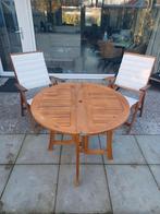 Ronde hardhouten tuintafel, inklapbaar, Tuin en Terras, Ophalen, Gebruikt, Rond, Hout