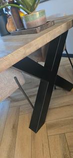 Boomstam Eettafel - 180x96cm - Stalen Poten, Ophalen, Rechthoekig, 150 tot 200 cm, 50 tot 100 cm