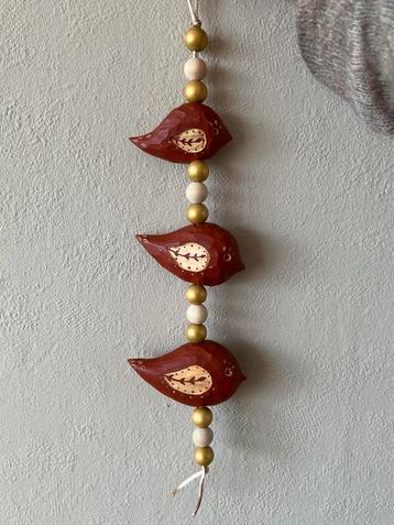 Handgemaakte houtgesneden vogel slinger hanger kerst deco beschikbaar voor biedingen