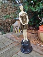 Art Deco Beeld - Weens brons op marmeren sokkel, Ophalen of Verzenden