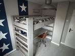 Hoogslaper met bureau - steigerhout grijs, Ophalen, Gebruikt, Hoogslaper