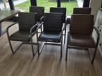 Gratis Eetkamer stoelen ; bruin, antraciet en cognac, Ophalen, Overige materialen, Gebruikt, Grijs