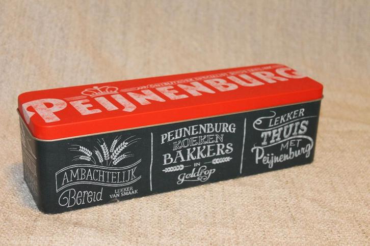 Vintage Peijnenburg Blik – "Lekker thuis met Peijnenburg", Verzamelen, Blikken, Gebruikt, Koek(jes), Overige merken, Ophalen of Verzenden