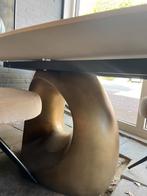 Luxe witte marmeren eettafel | Deens ovaal |brons onderstel, 100 tot 150 cm, Ophalen of Verzenden, Vijf personen of meer, Rechthoekig