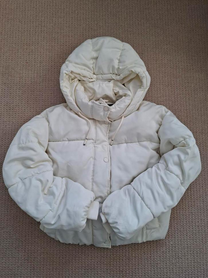 PULL&BEAR Winterjas - Maat S of maat 170, Kleding | Dames, Jassen | Winter, Gedragen, Maat 36 (S), Wit, Ophalen of Verzenden