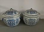2 grote Chinese dekselpotten met krab ., Antiek en Kunst, Ophalen