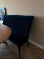 Donkerblauwe bank met 3 eetstoelen, Ophalen, Nieuw, 75 tot 100 cm, Stof