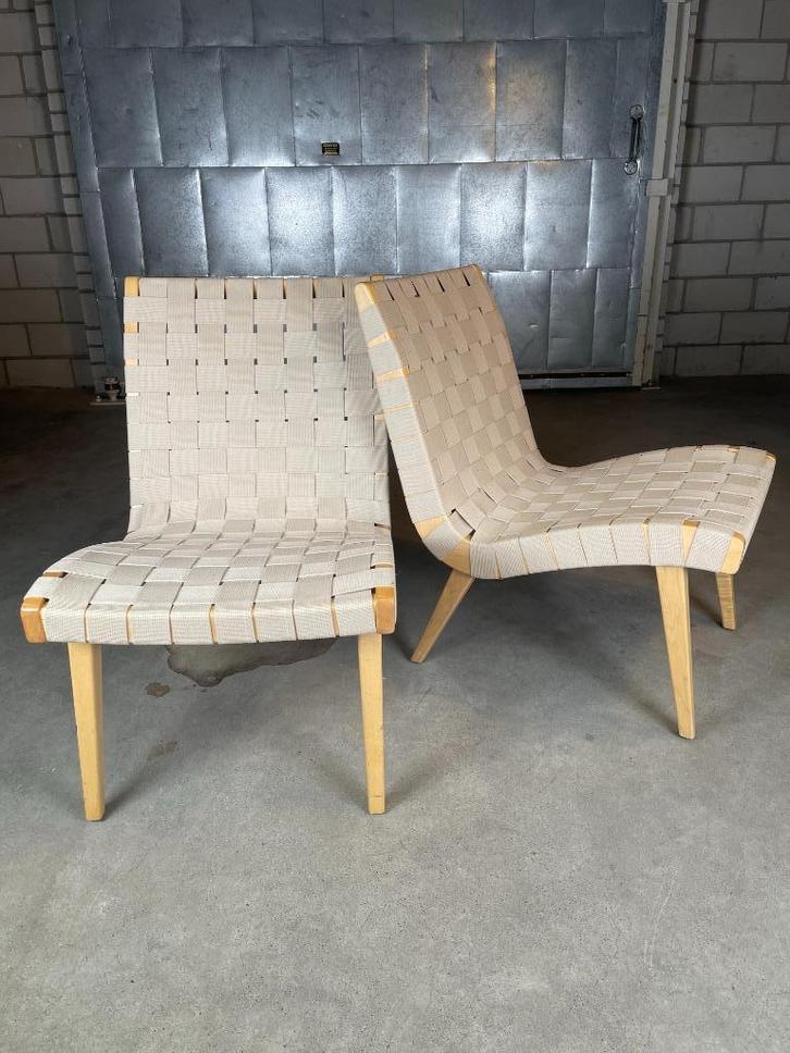 Knoll Risom lounge chair (voorraad: 2), Huis en Inrichting, Fauteuils, Gebruikt, Hout, Stof, 50 tot 75 cm, Minder dan 75 cm, Ophalen