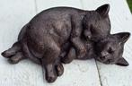 2 SLAPENDE POEZEN / KITTEN / Bronzen tuinbeeld, Tuin en Terras, Tuinbeelden, Dierenbeeld, Nieuw, Info@huisentuindecoratiemarie.nl