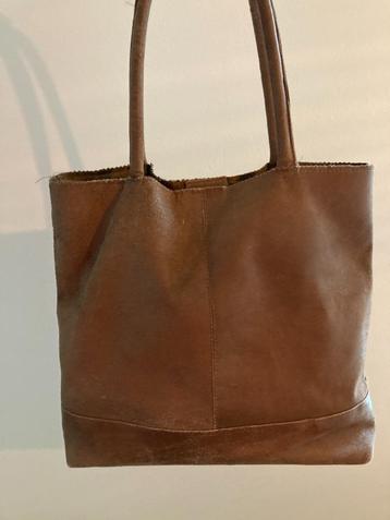 Leren shopper, bruin   beschikbaar voor biedingen