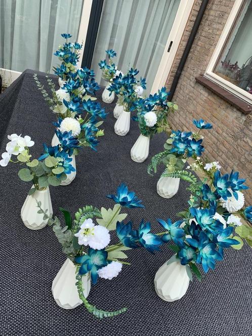Vaasjes met bloemenvulling, Hobby en Vrije tijd, Feestartikelen | Verhuur, Zo goed als nieuw, Geboorte of Huwelijk, Ophalen