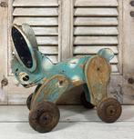 Antiek Frans houten trekdier konijn / haas op wielen, Antiek en Kunst, Ophalen of Verzenden
