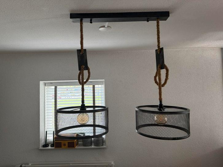 Hanglamp Industrial Rope, Huis en Inrichting, Lampen | Hanglampen, Zo goed als nieuw, Minder dan 50 cm, Metaal, Overige materialen