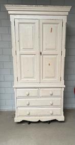 Witte Barok Kast - Brocante Landelijke Stijl, Gebruikt, 100 tot 150 cm, Ophalen of Verzenden, Met lade(s)