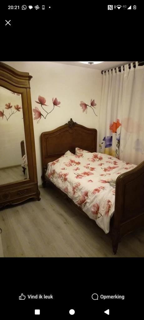 Antiek Slaapkamer Bed & Spiegelkast, Ophalen
