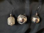 Vintage Set van 3 antiek glazen kerstballen waarvan 1 met, Ophalen, Gebruikt