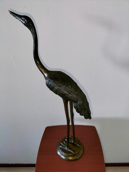 Bronzen kraanvogel, Antiek en Kunst, Kunst | Beelden en Houtsnijwerken, Ophalen of Verzenden