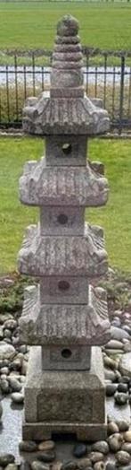 Grote, zware granieten Japanse  PAGODE, Tuin en Terras, Tuinbeelden, Ophalen, Zo goed als nieuw, Steen, Boeddhabeeld
