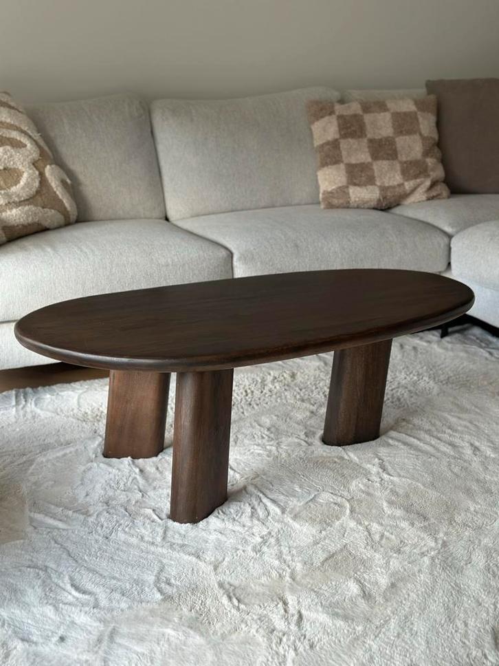 Mangohouten Salontafel Japandi Stijl 110x60, Huis en Inrichting, Tafels | Salontafels, Gebruikt, Minder dan 50 cm, 50 tot 100 cm