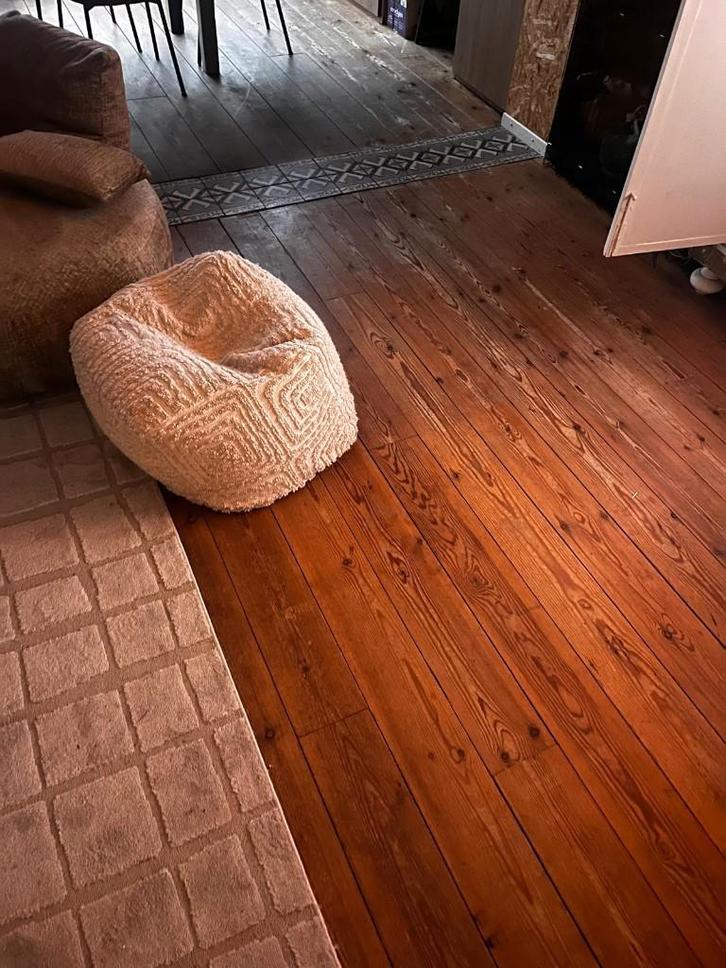 Grenen houten vloer, Doe-het-zelf en Verbouw, Vloerdelen en Plavuizen, Gebruikt, Parket, Hout, 150 cm of meer, 10 tot 30 cm, 10 m² of meer