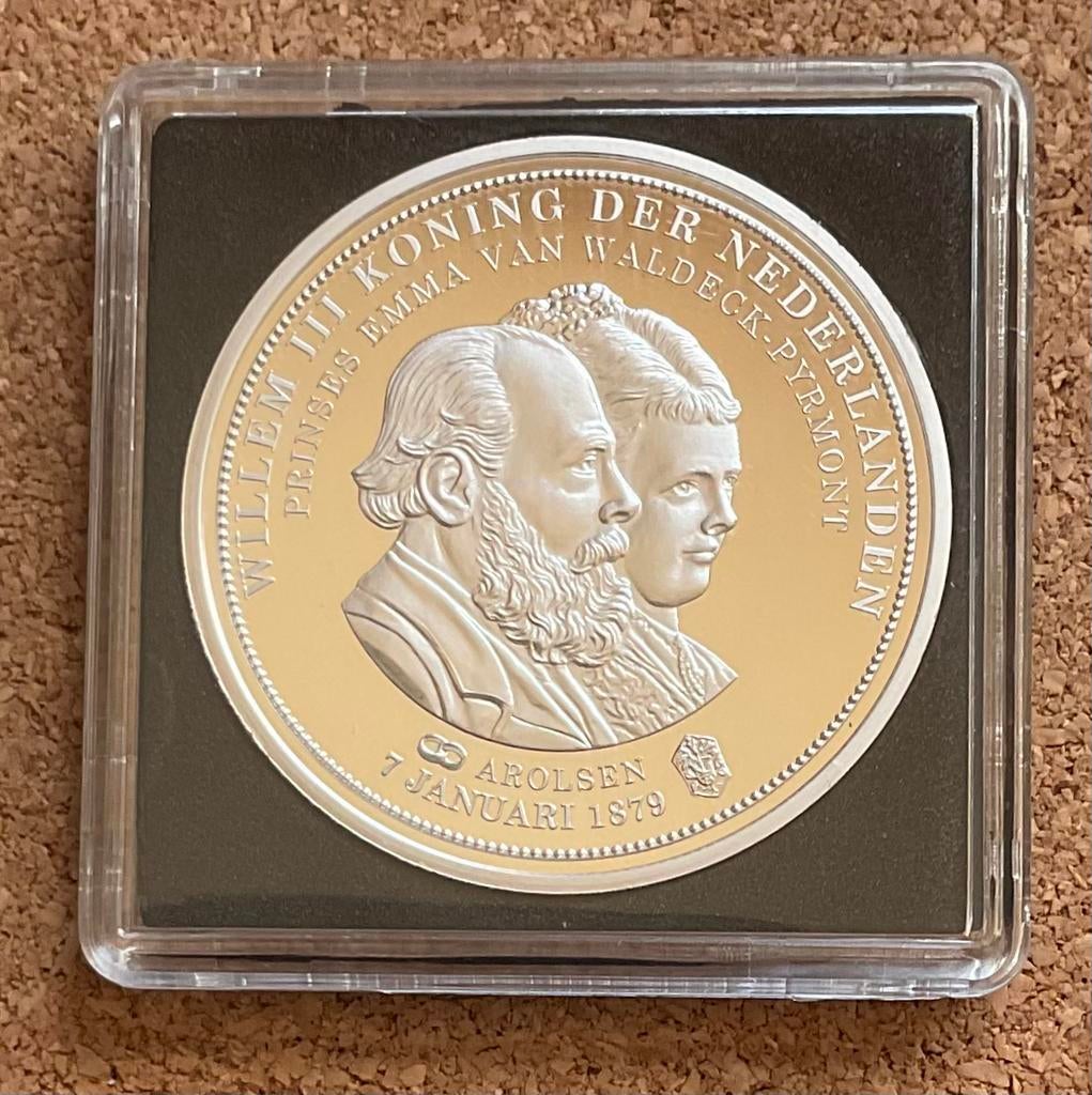Penning - WILLEM III  en Prinses EMMA van Waldeck-Pyrmont, Postzegels en Munten, Penningen en Medailles, Ophalen of Verzenden