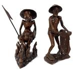 604. Houten beelden, Bali, midden 20e eeuw – vissersfiguren, Ophalen of Verzenden