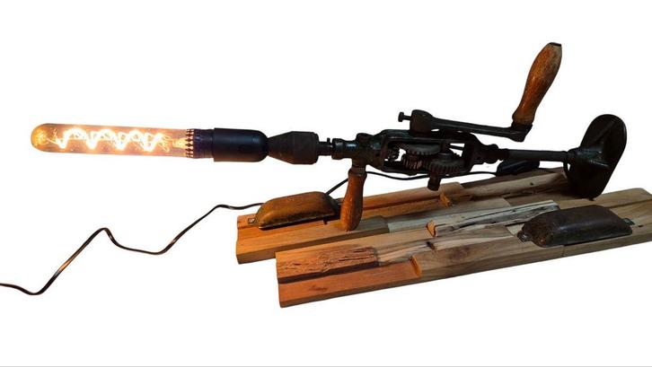 Handboor Lamp - Industrieel Design, Huis en Inrichting, Lampen | Tafellampen, Gebruikt, Ophalen of Verzenden