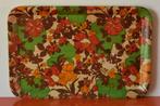 Retro vintage jaren 70 dienblad van geperst hout - Bloemen, Ophalen of Verzenden, Zo goed als nieuw, Rechthoekig, Hout