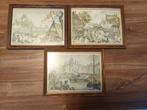 Drie Vintage Ingelijste Prenten, Ophalen of Verzenden