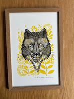 Handgeschilderde afbeelding van een wolf, Minder dan 50 cm, Nieuw, Ophalen of Verzenden, Schilderij